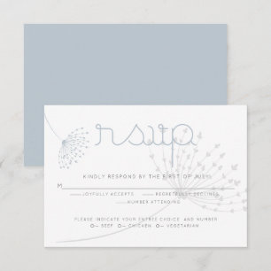 Invitación RSVP   Flor azul gris Minimalista