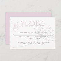 RSVP | Flor rosa pálida de carbón vegetal simple