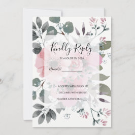 Invitación RSVP floral acuarela botánica rústica para boda
