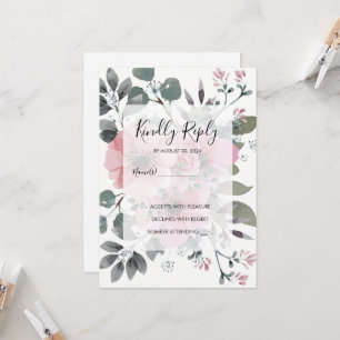 Invitación RSVP floral acuarela botánica rústica para boda