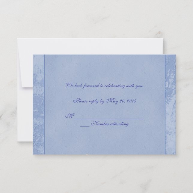 Invitación RSVP Floral Azul Realzado (Anverso)
