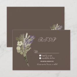 Invitación RSVP Floral Botánica Rústica Lavanda Acuarela