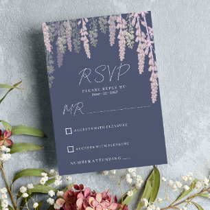 Invitación RSVP floral elegante de menta rosa lavanda oscura