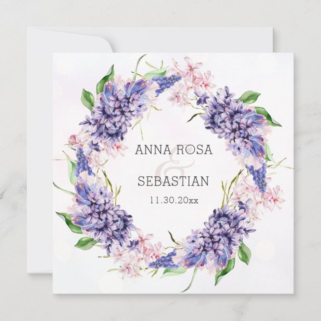 Invitación *~* RSVP Floral Wreath Boho QR AR12 Boda (Anverso)