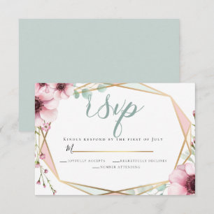 Invitación RSVP   Flores de primavera y floaje frescos