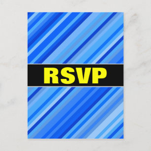 Invitación "RSVP" + franjas de postal del patrón azul