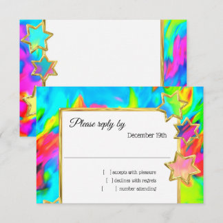 Invitación RSVP Gold Star Resumen de color turquesa