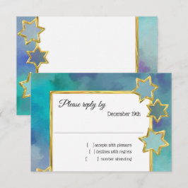 Invitación RSVP Gold Star Resumen Diseño Azul