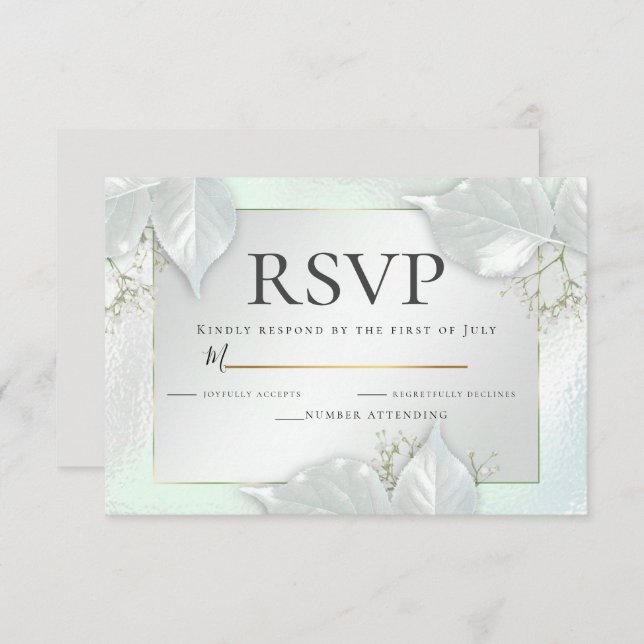 Invitación RSVP | Honeydew Green Pearl Shimmer (Anverso / Reverso)