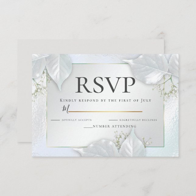 Invitación RSVP | Icy Blue Pearl Shimmer (Anverso / Reverso)
