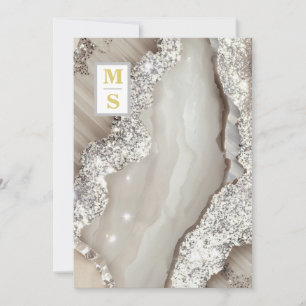 Invitación *~ RSVP IVORY Silver QR Iniciales AR66 Boda