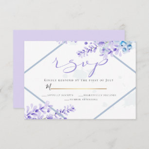 Invitación RSVP   Lavanda acuarela - Flores azul turquesa