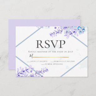 Invitación RSVP   Lavanda acuarela - Flores azul turquesa