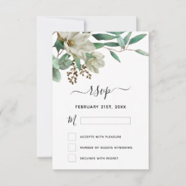Invitación RSVP Magnolia Eucalyptus Watercolor Elegante