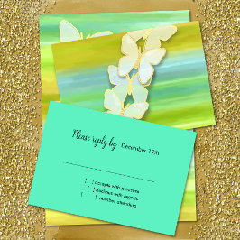 Invitación RSVP Mariposa Azul Verde Amarillo