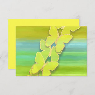 Invitación RSVP Mariposa Azul Verde Amarillo