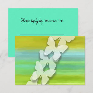 Invitación RSVP Mariposa Azul Verde Amarillo