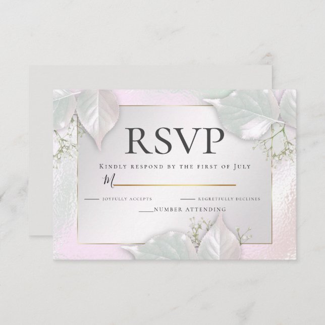 Invitación RSVP | Misty Pink Pearl Shimmer (Anverso / Reverso)
