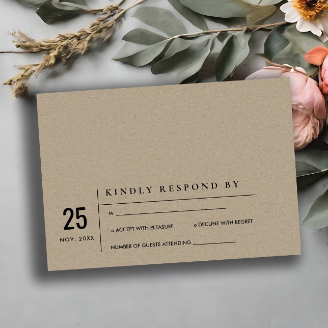 INVITACIÓN RSVP MODERNA RÚSTICA TIPOGRAFÍA KRAFT WEDDING (Subido por el creador)