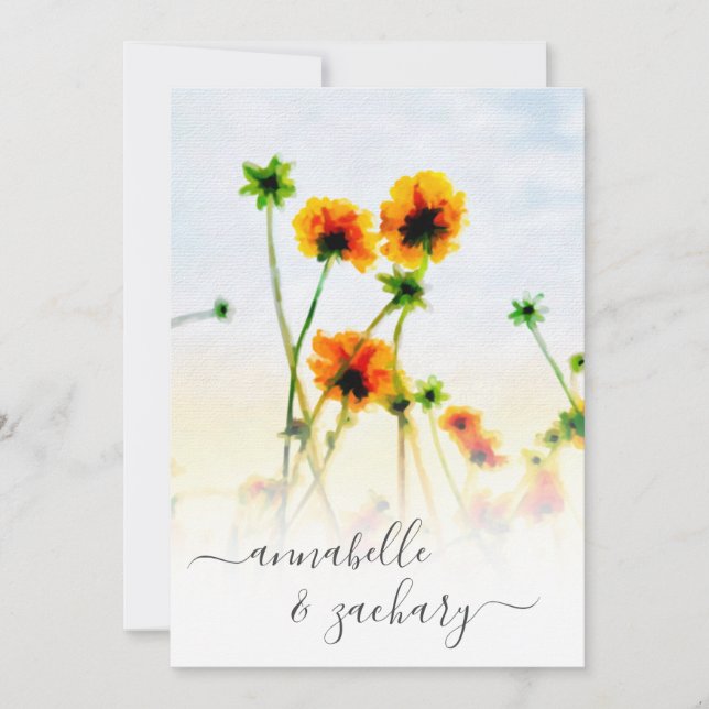 Invitación *~* RSVP - Naranja Rojo QR Boda FLORAL de amapola  (Anverso)