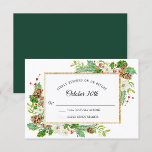Invitación RSVP Navidades de invierno acuarela floral