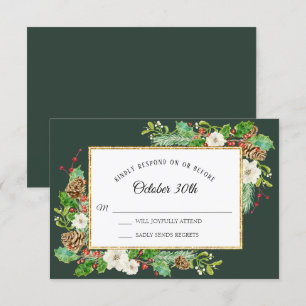 Invitación RSVP Navidades de los bosques de invierno acuarela