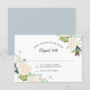 Invitación RSVP Pálido Elegante Arte Acuarela Floral Rosa Mar