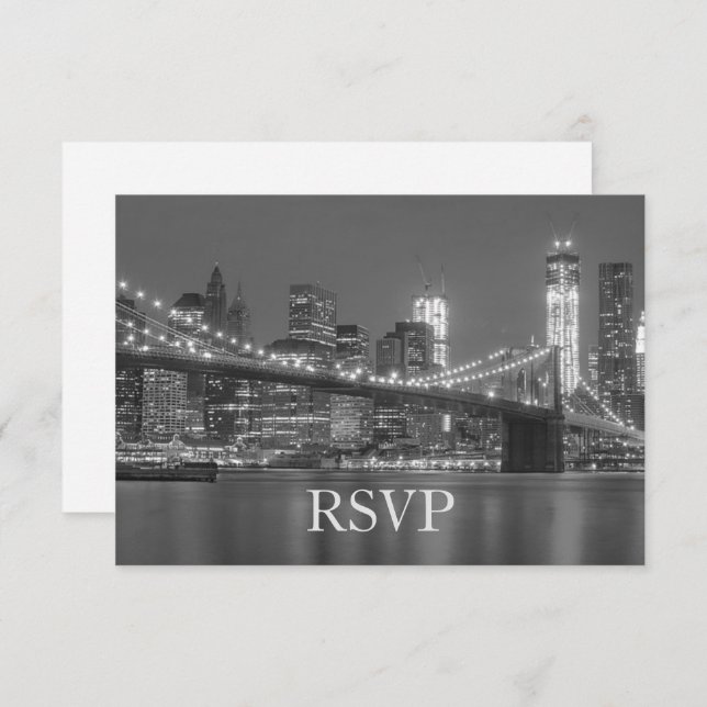 Invitación RSVP - Panorama de la ciudad de Nueva York Brookly (Anverso / Reverso)
