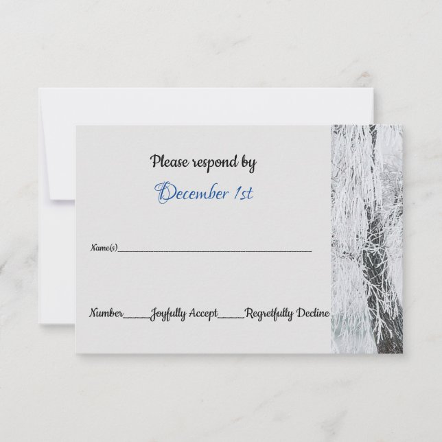 Invitación RSVP para Boda de Invierno Mágico con Ramas Helada (Anverso)