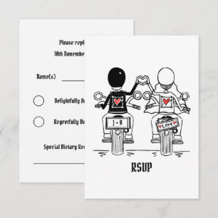 Invitación RSVP para boda de motociclista
