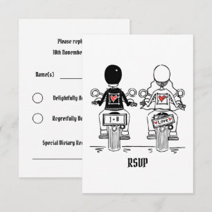 Invitación RSVP para boda de motociclistas