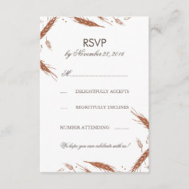Invitación RSVP para boda otoñal de trigo naranja
