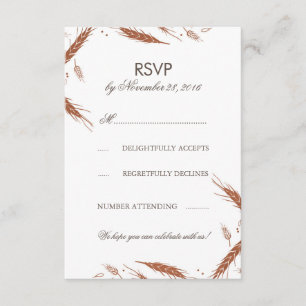 Invitación RSVP para boda otoñal de trigo naranja
