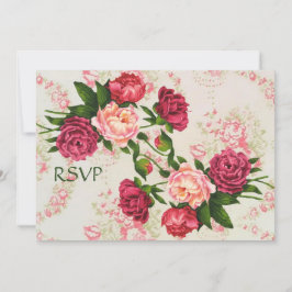 Invitación RSVP para la recepción de boda con rosas rosadas