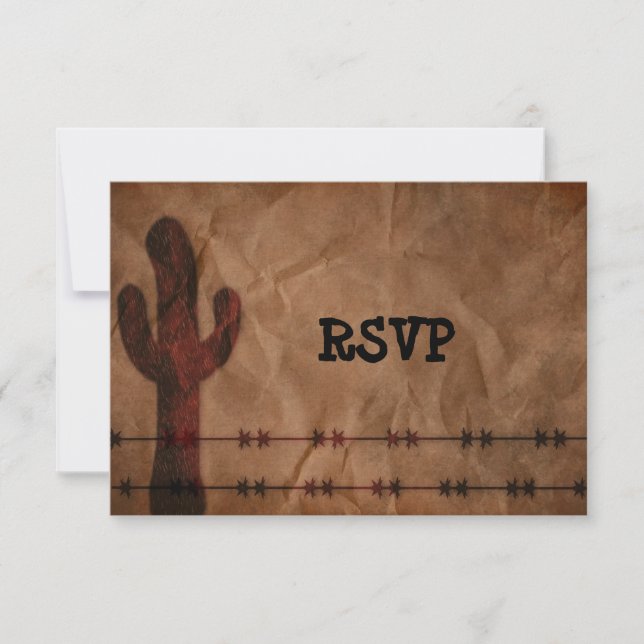 Invitación RSVP para Recepción de Boda Country Western (Anverso)