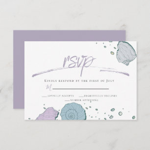 Invitación RSVP   Playa Casual Marejadas Lilac Dusty Blue