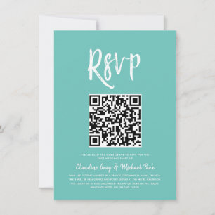 Invitación RSVP por código QR   Estilo de guión verde de la m