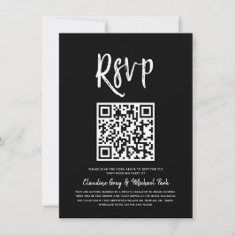 Invitación RSVP por código QR | Estilo de script negro sólido
