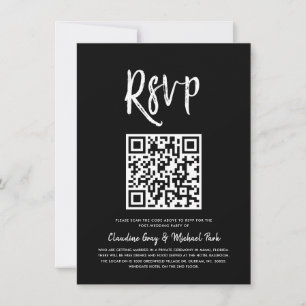 Invitación RSVP por código QR   Estilo de script negro sólido