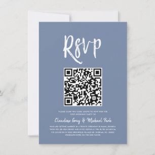 Invitación RSVP por código QR Pigeon Blue Script Style RSVP