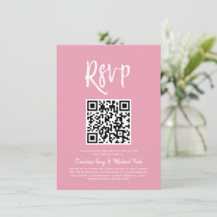 Invitación RSVP por código QR   RSVP de estilo de script rosa