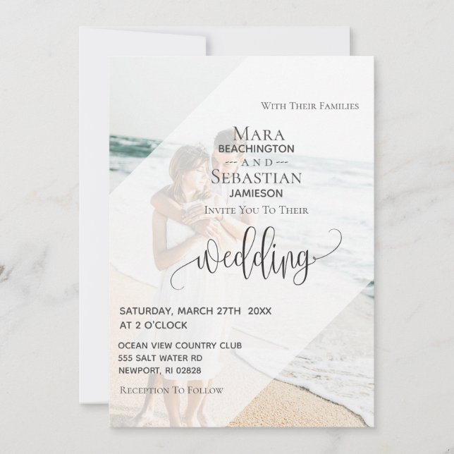 Invitación *~* RSVP QR ahorra $ DOS Bodas de fotos (Anverso)