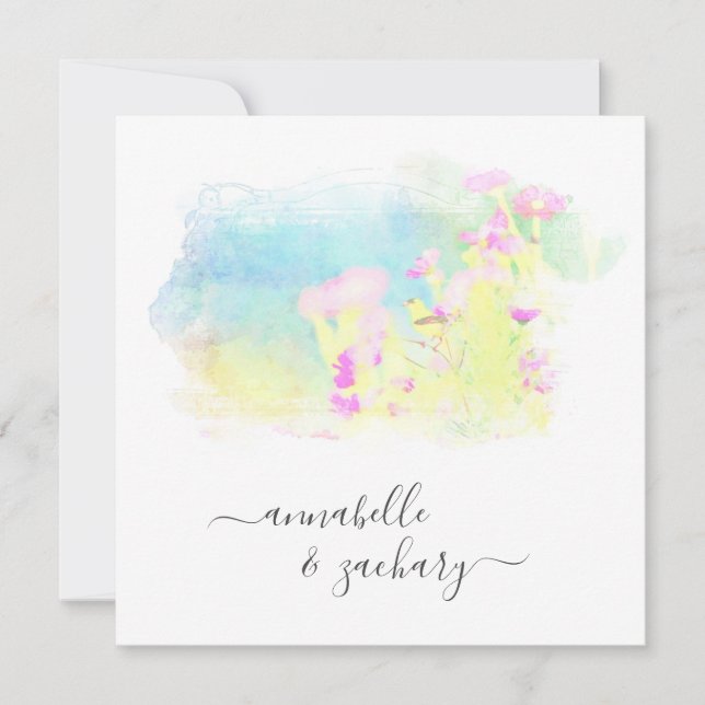 Invitación *~* RSVP QR AR15 Cherub Boda de la FLORAL de Pájar (Anverso)
