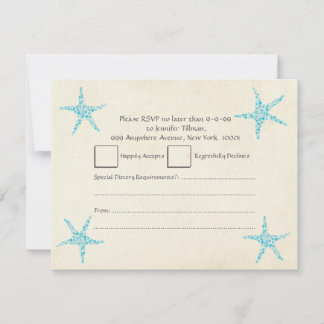 Invitación RSVP que casa estrellas de mar de la aguamarina de