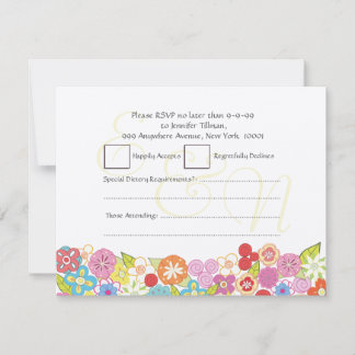 Invitación RSVP que casa las flores de la primavera del