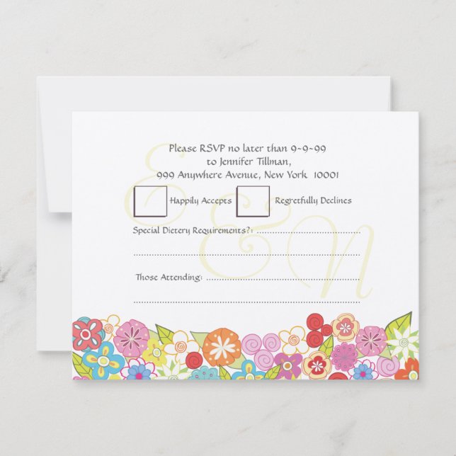 Invitación RSVP que casa las flores de la primavera del (Anverso)