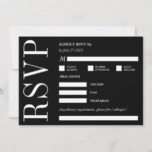 Invitación RSVP Responder amablemente Monograma negrita en bl