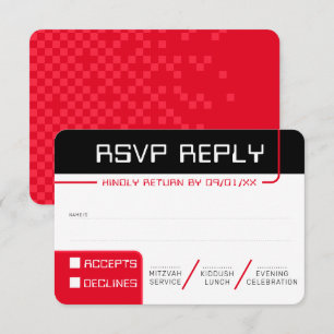 Invitación RSVP RESPUESTA 2 jugador moderno rojo negro