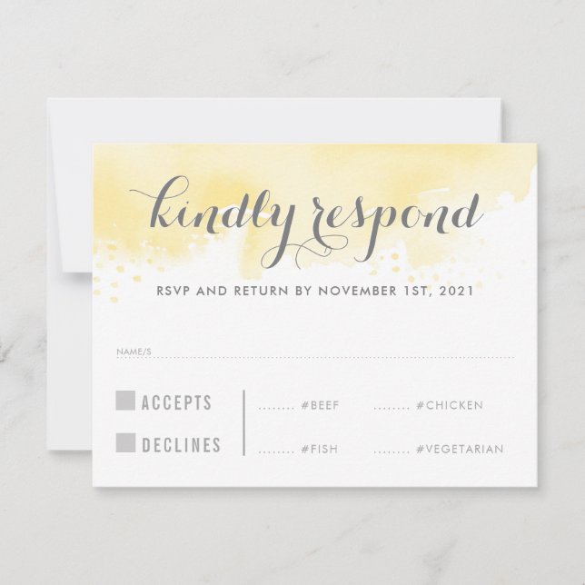 Invitación RSVP RESPUESTA HORA acuática amarilla grandes (Anverso)