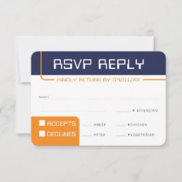 Invitación RSVP RESPUESTA RESPUESTA naranja azul marino de ju